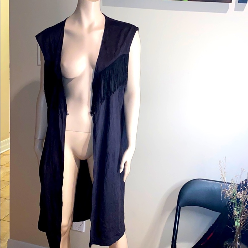COPY - Vintage faux suede vest with tassels